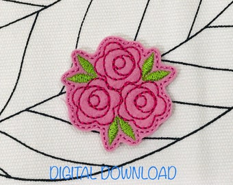 Rose feltie embroidery design, In the hoop rose feltie embroidery design, Rose bouquet feltie embroidery designs, feltie file, ITH design