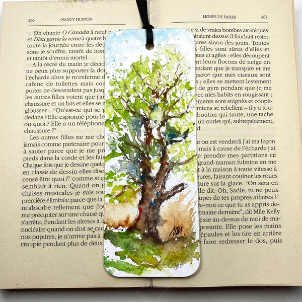 Hand Painted Tree Bookmark, Old Oak Painting on Bookmark, Centennial Tree Watercolor, Gift for Reader, tree of life, book accessorie for him