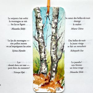 Hand Painted Birch Trees on a Bookmark, Fall Forest Painting on Bookmark, Beautiful Trees Watercolor, Reader Gift, Birch trees grove forest