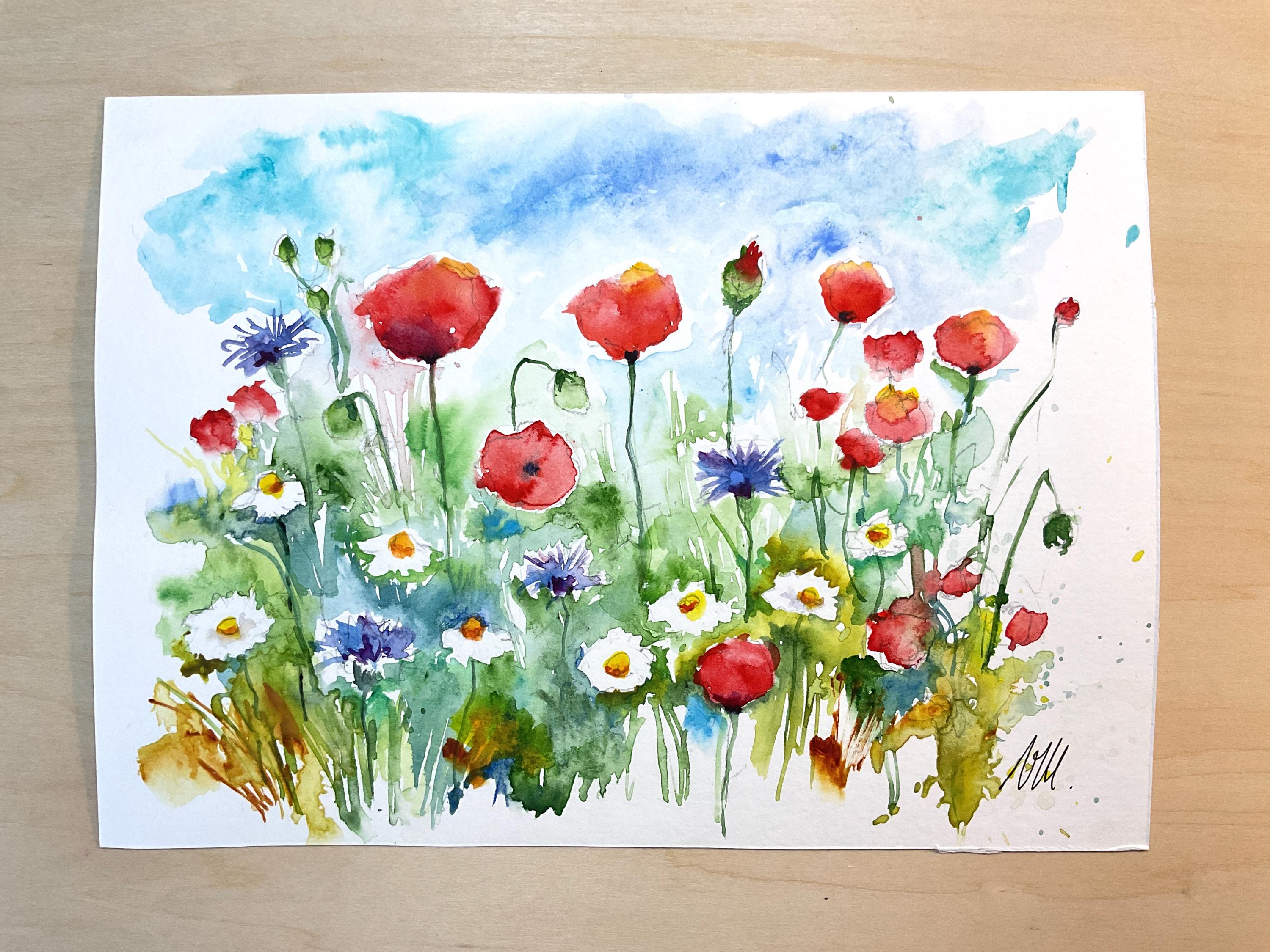 Toshiko 水彩画 アート作品「希望のポピー」 il_fullxfull.8187569240_k1rs.jpg