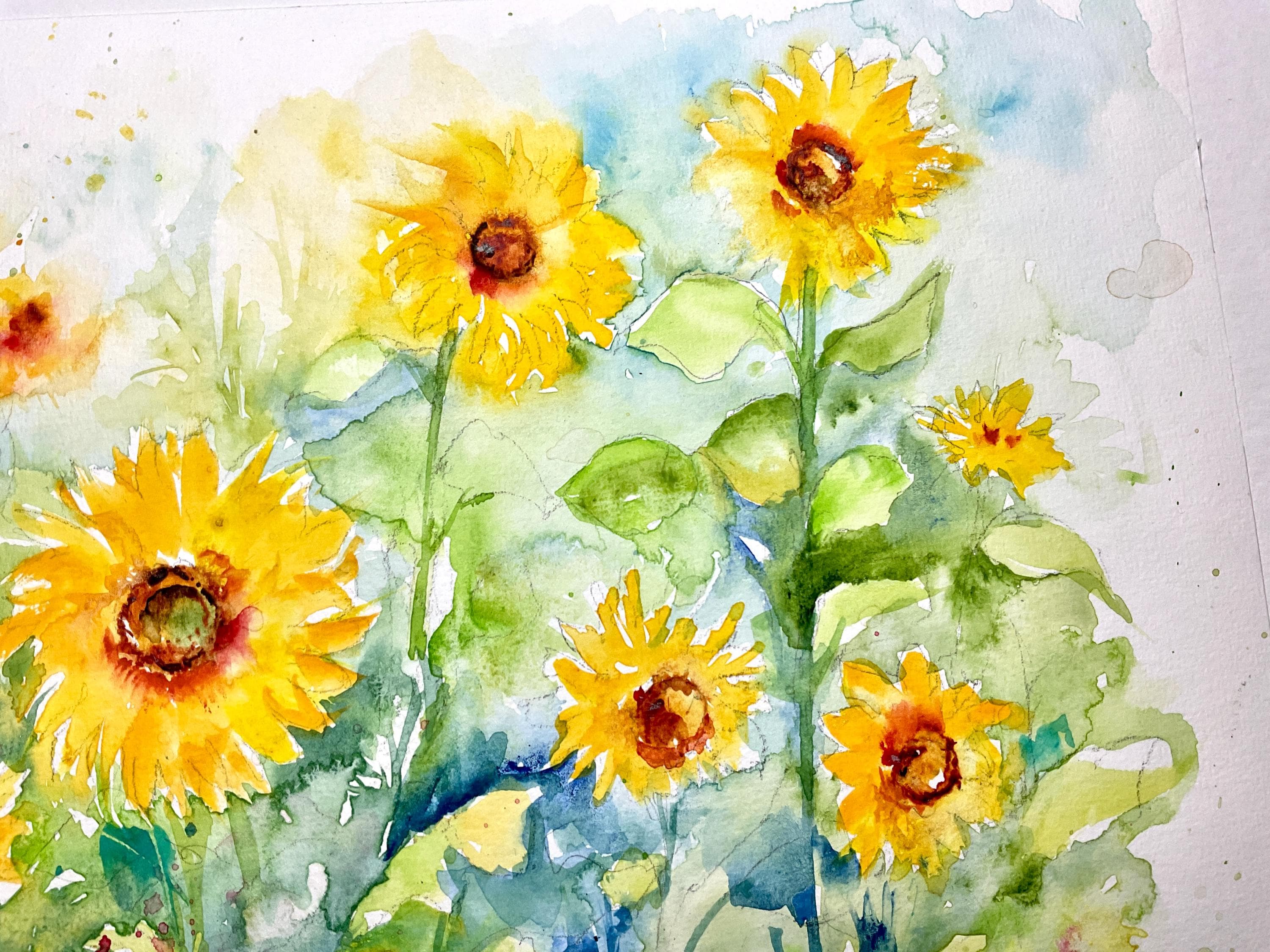 油絵 油彩 油彩画 絵 絵画【青空と雲とひまわりの解けないアイスキャンディー】 油絵 油彩 油彩画 絵 絵画【青空と雲とひまわりの解けないアイス