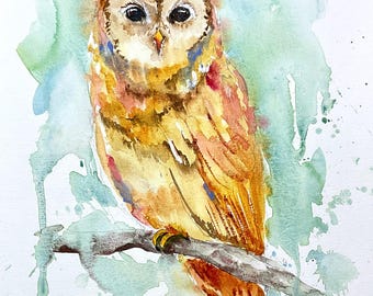 幸運フクロウ「オリジナルイラスト絵画」２L判サイズ 幸運フクロウ「オリジナルイラスト絵画」2L判サイズ