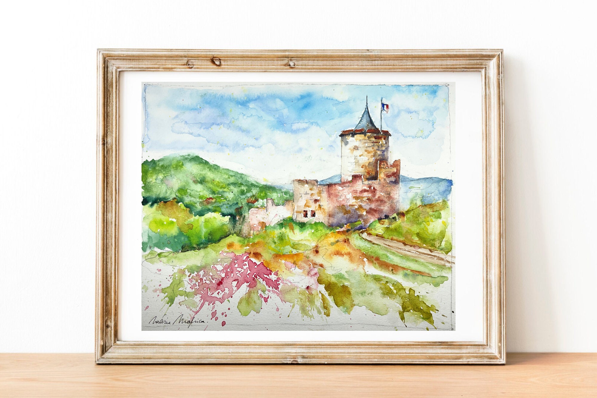 ケゼルスベール城アルザス フランス、記念碑の絵画、中世の城の