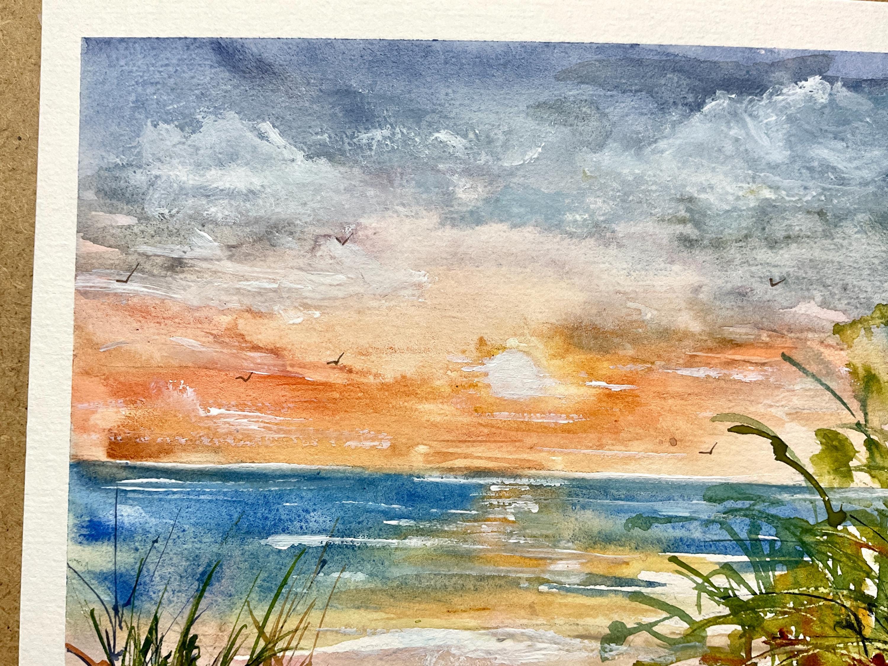 【フォロワー100人記念】夕日の2人｜F6サイズ｜最安値｜アート絵画｜海好きの方 海の夕日の絵画、華やかでロマンチックな海の夕日、白熱した空の