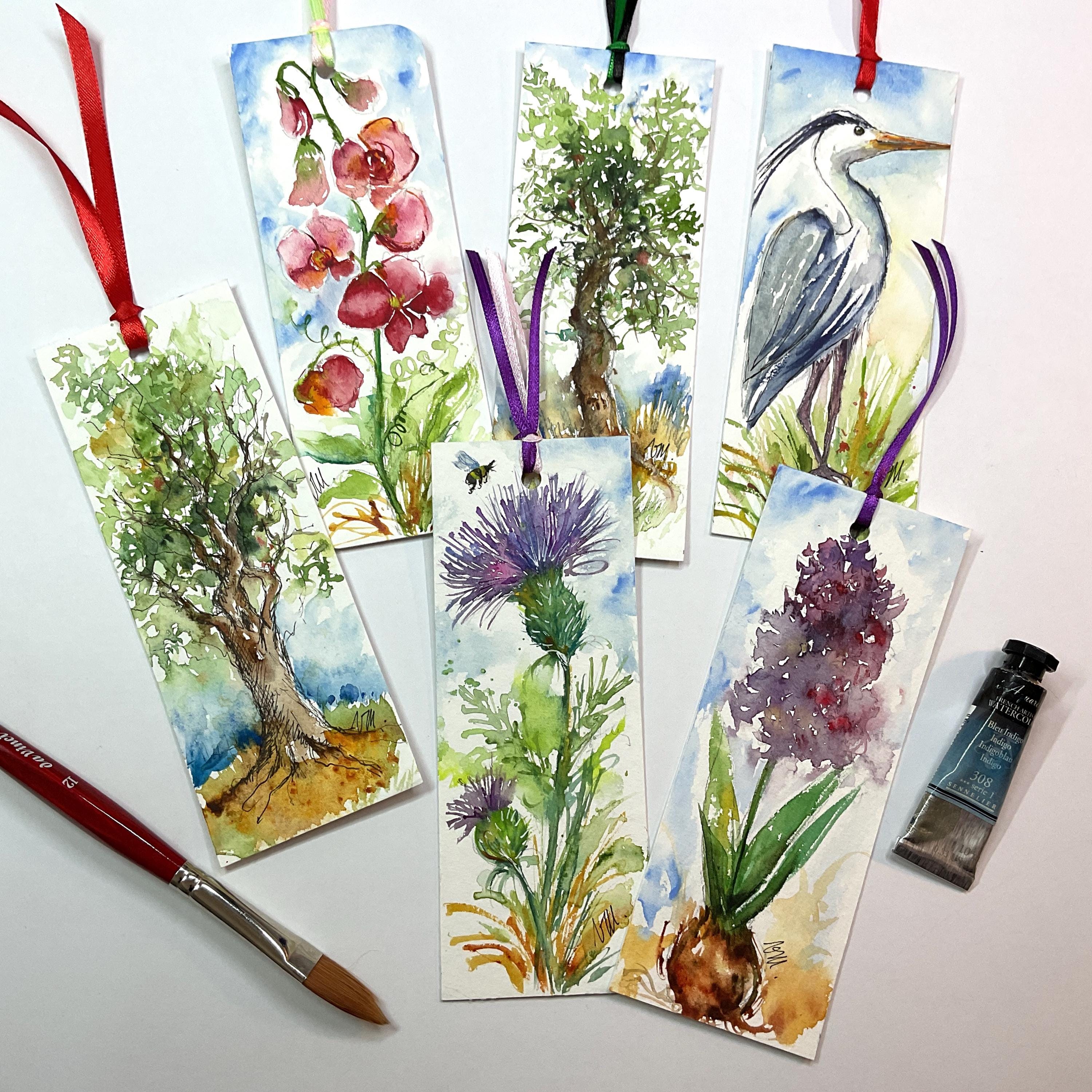 Hand Painted Purple Hyacinth Bookmark, Spring Flower