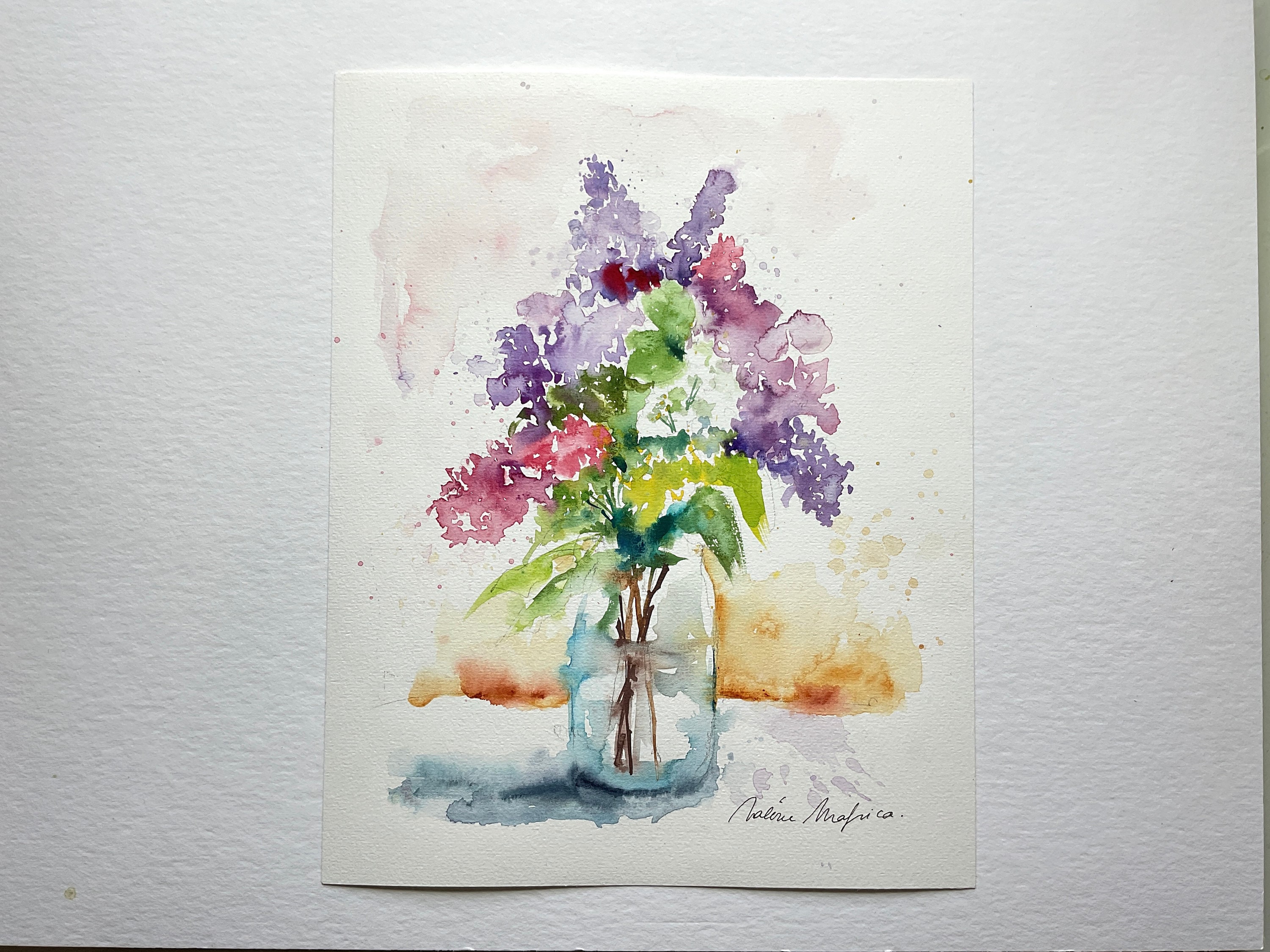 Lilac Flower Painting, Original Watercolor of a Bouquet of Purple ...