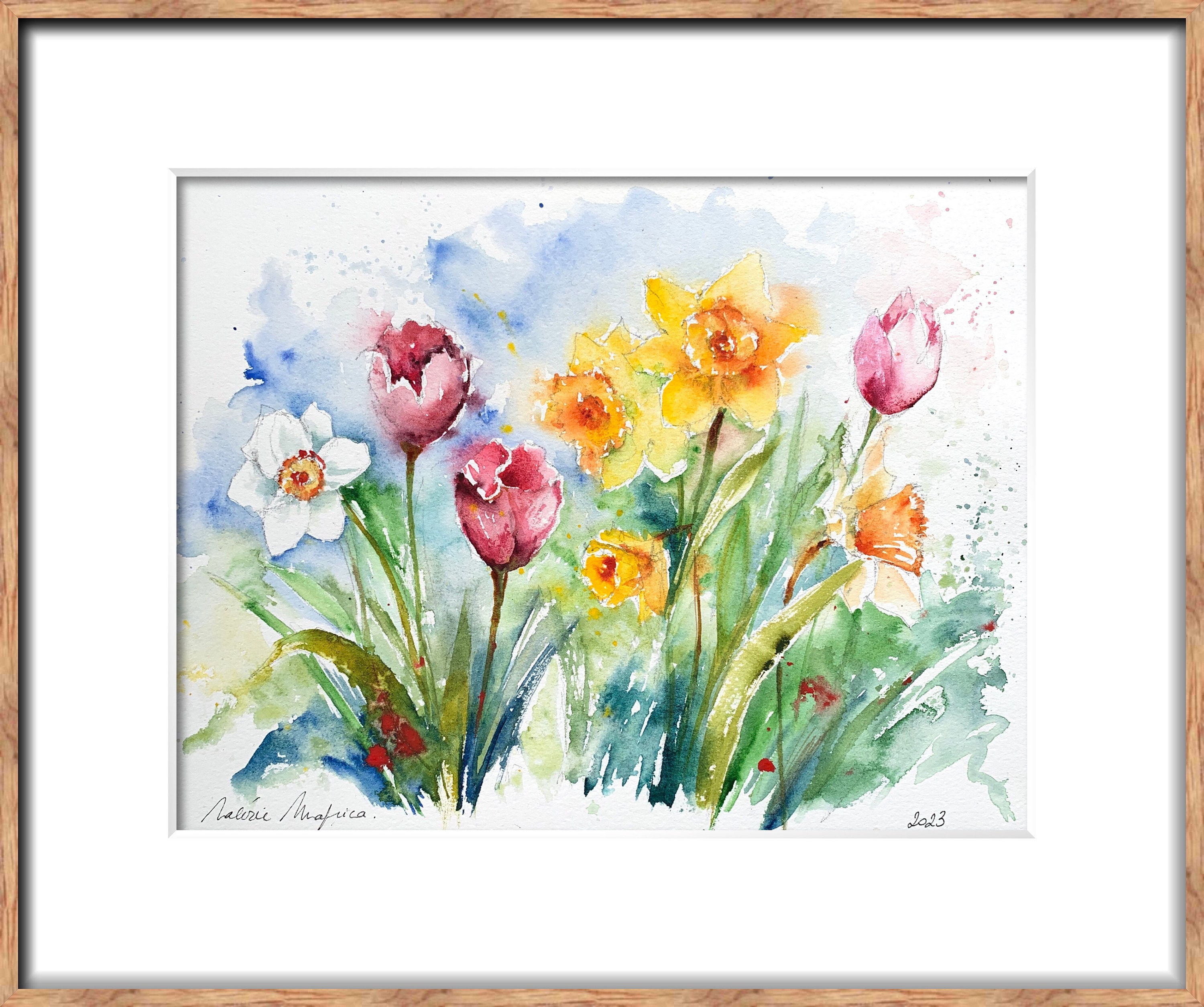 チューリップとカラー　水彩画 チューリップとカラー 水彩画 チューリップとカラー 水彩画