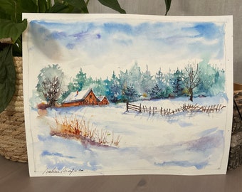 冬の風景 水彩画　10％値下げしました il_340x270.6257953955_jilx.jpg