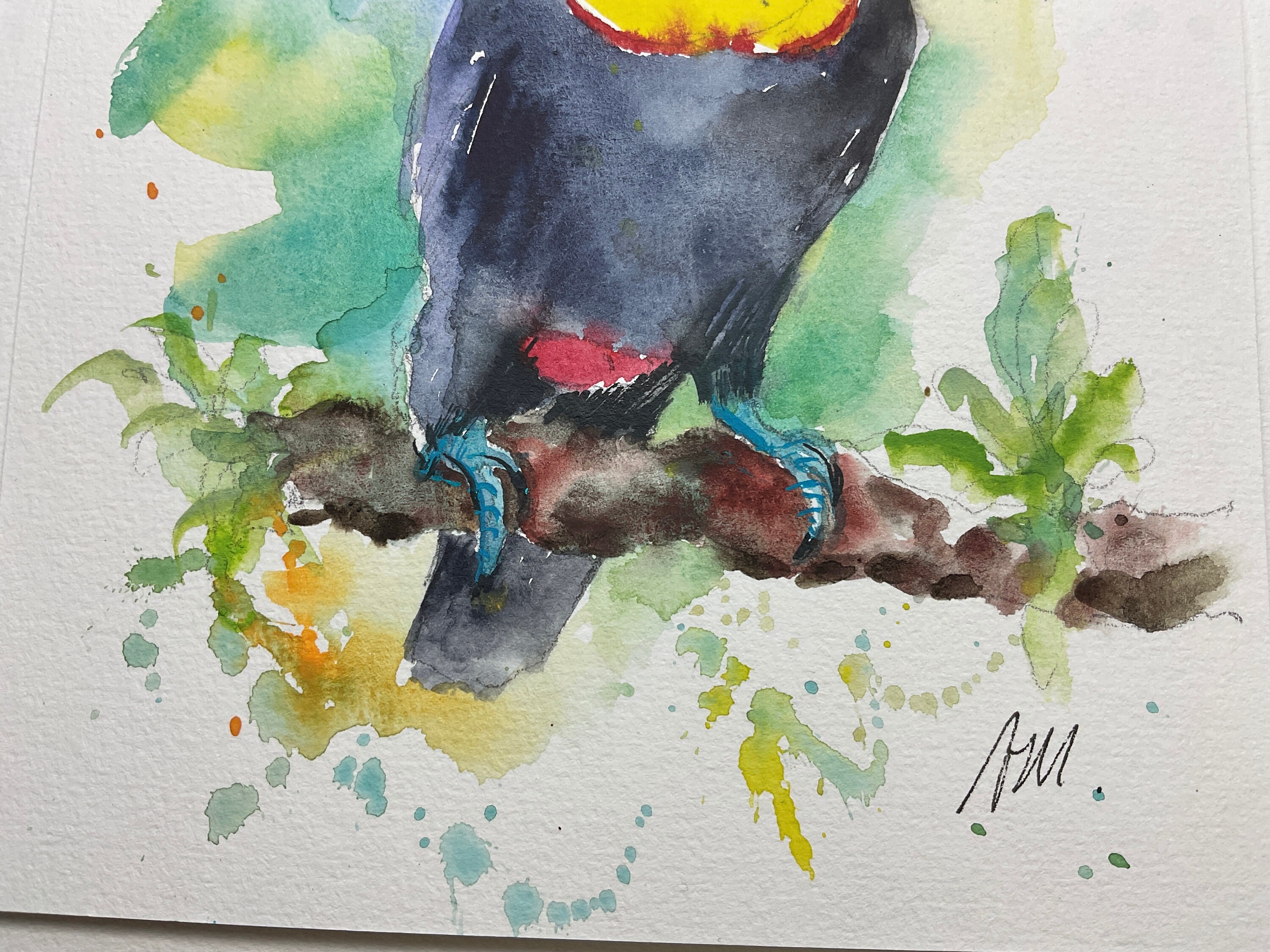 【原画】『冒険の旅へ』（鳥の絵　ガラクタ　アンティーク　森林　パステル画） il_fullxfull.5664028847_6cv1.jpg