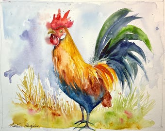 オシドリのつがいのオリジナル絵画、水かきのある鳥のオスとメスの恋の