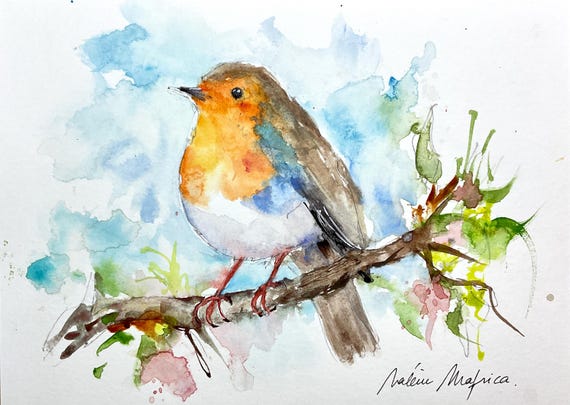 Robin In Watercolour Watercolor Robin Art