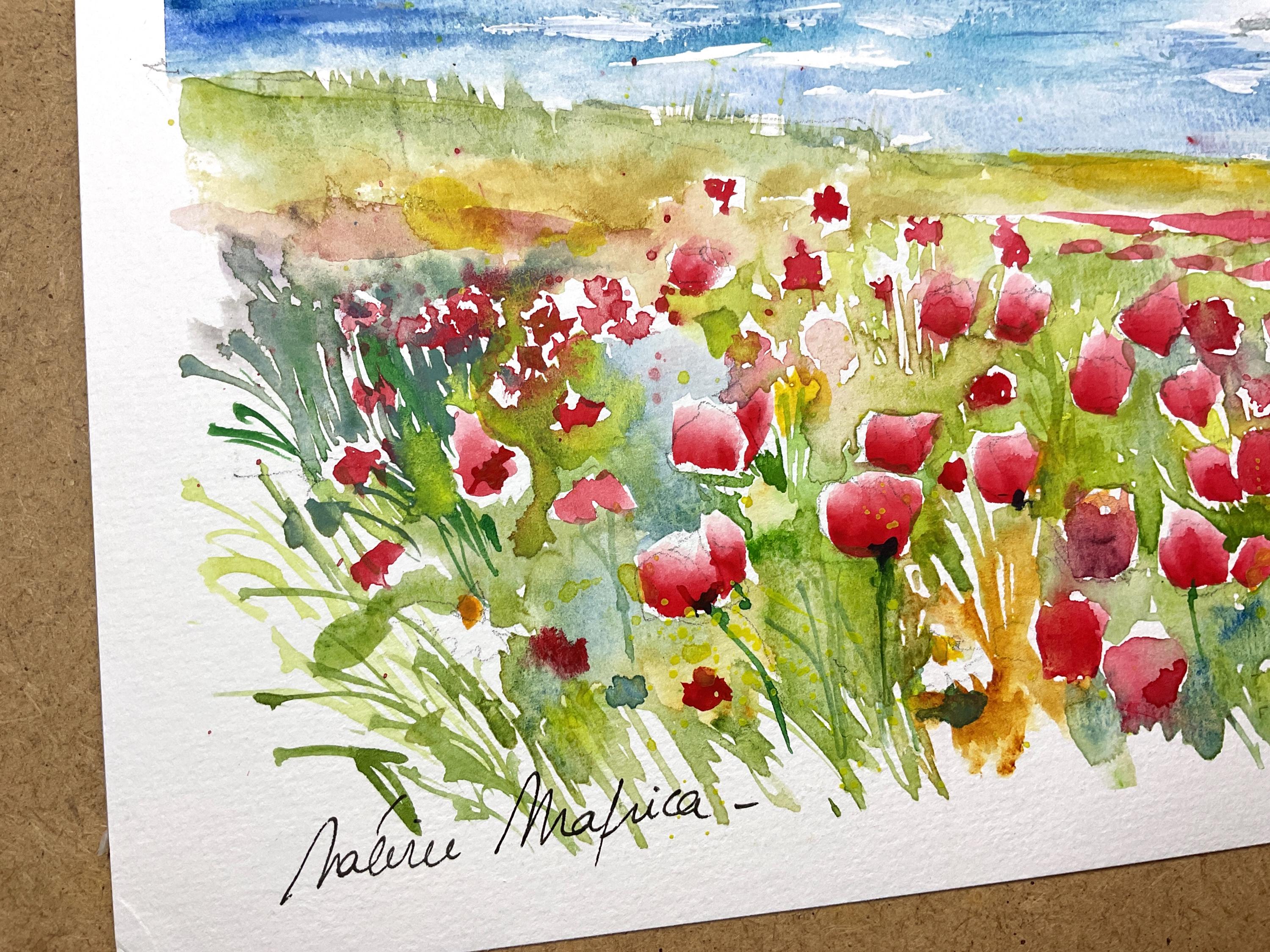 Original Watercolor Landscape of the Cliffs of Cap Blanc Nez Cote