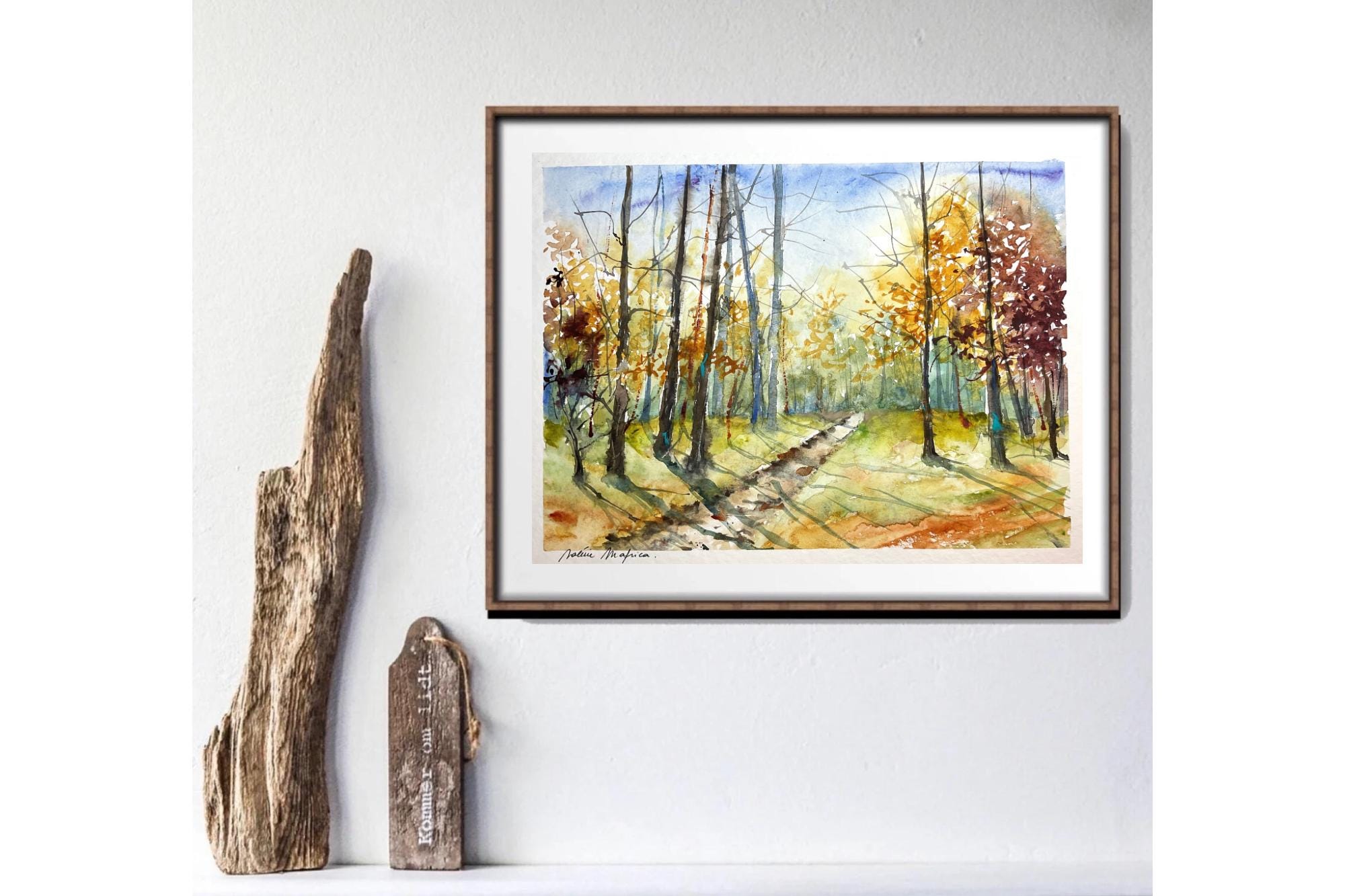 【秋の！】イラストオーダー 絵画 水彩 アウトサイダー 秋の！】イラストオーダー 絵画 水彩 アウトサイダー 秋の森の風景の