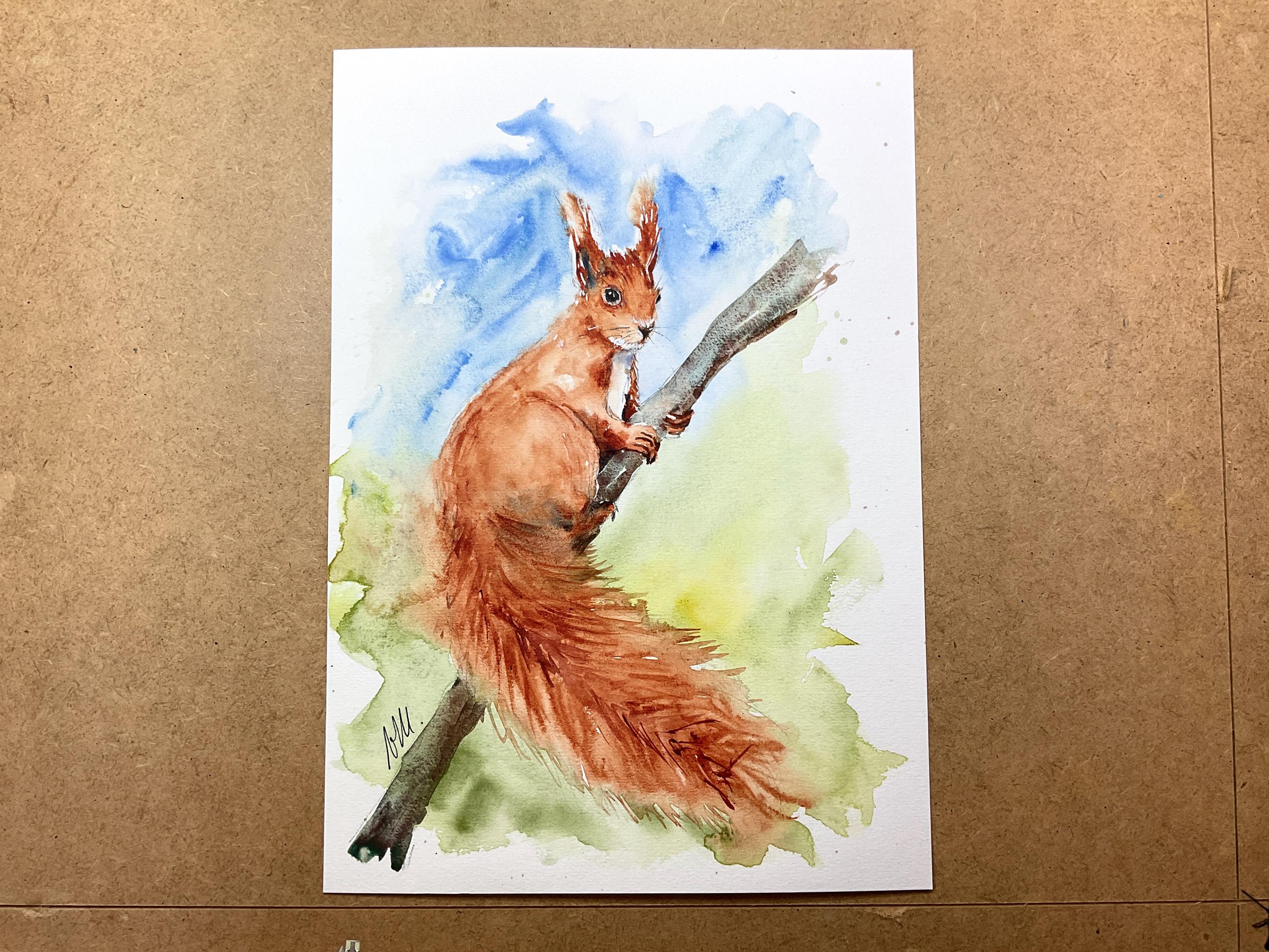 Wee Blue Coo: Niedliche Eichhörnchen-Geburtstagskarte Im Aquarellstil - Persönlich Gestaltbar