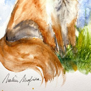 Original watercolor red fox, original painting of a fox, fox art, fox decoration, red fox illustration, little fox, vixen picture image 6
