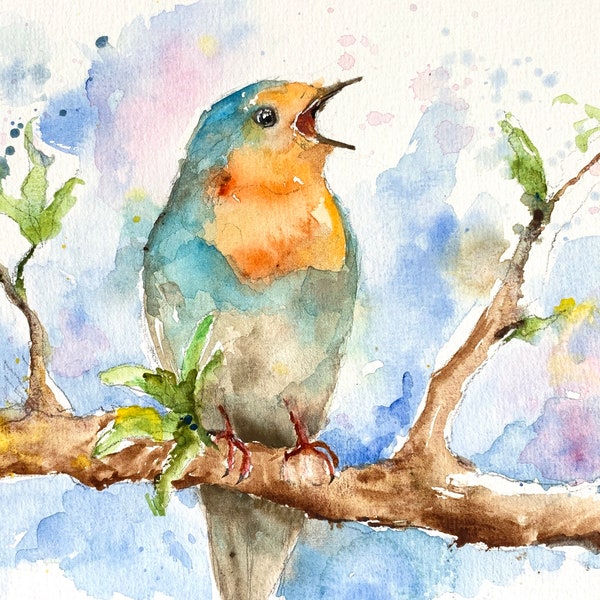 Robin Painting - Etsy