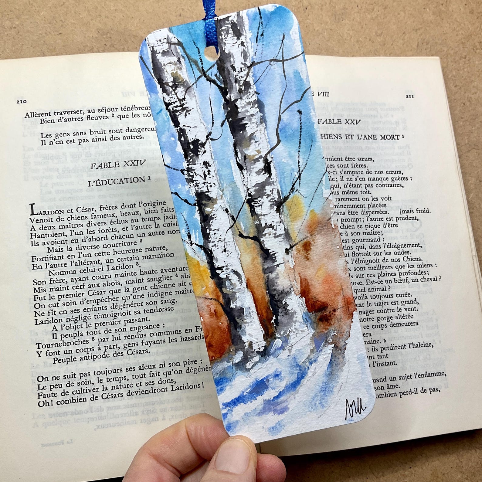 Hand Painted Tree on a Bookmark, Forest Painting on Paper Bookmark ...