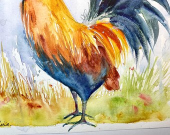 油絵 鶏 ニワトリ 絵画 F15号 西に飾ると金運アップ 風水 開運 酉