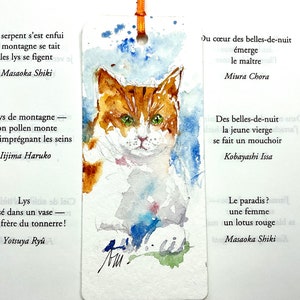 Handpainted Tabby Cat Bookmark, Original Watercolor Cat Painting, Ginger Tabby Cat Bookmark, Personalized Reader gift, cat lover gift