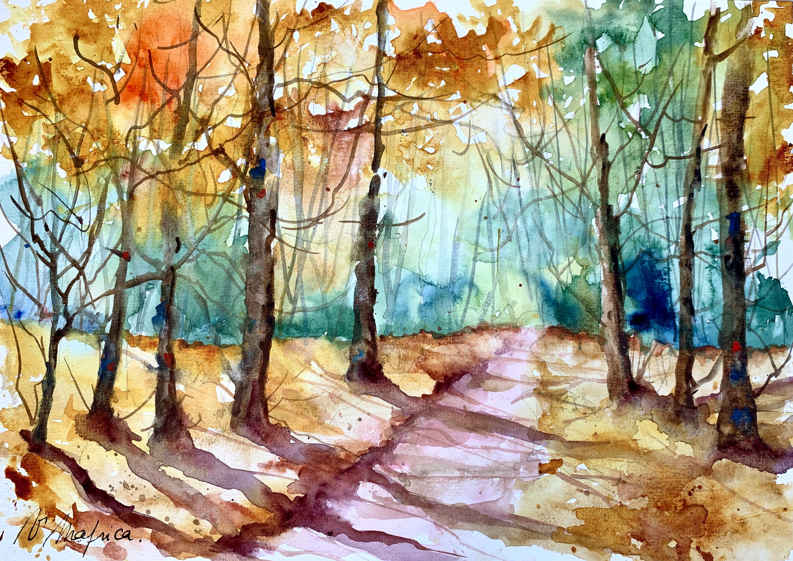 【真作】絵画　水彩　四季の移ろいを描く風景画　優美な自然の情景　V151 mqdefault.jpg