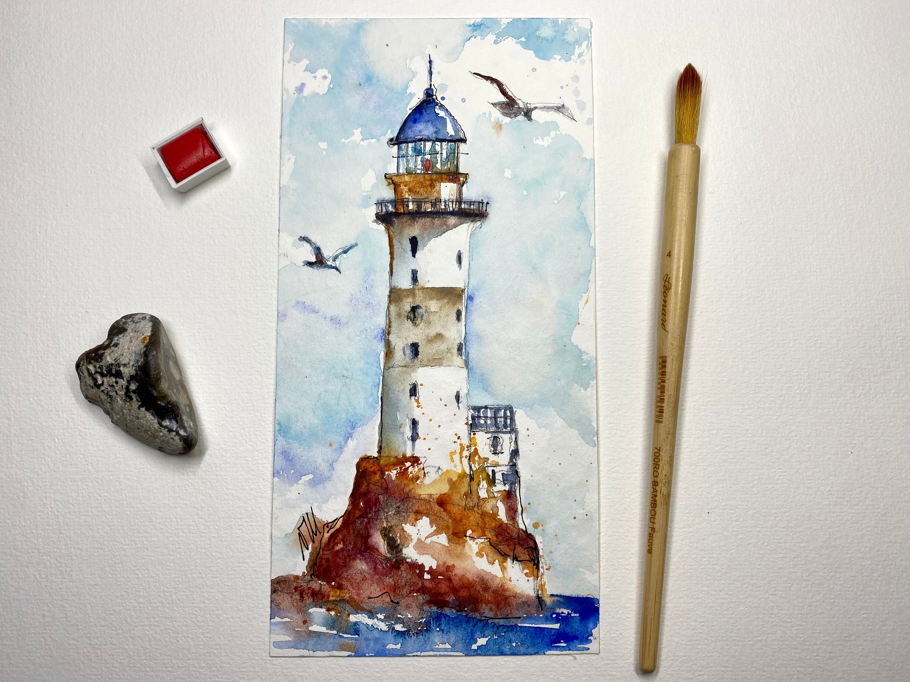 絵画　海　灯台 0f1bf4b00ea8062a32bec3ec87df44