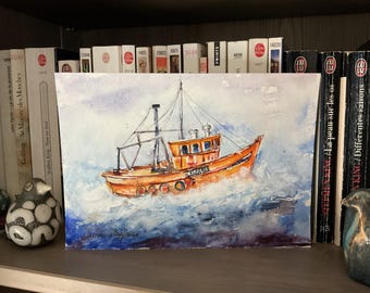 水彩画「陸上げ船」 Eng sub] 5min Easy Watercolor | Rowing boat - YouTube