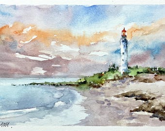 灯台のアート、白い灯台の海の景色、灯台のあるビーチ、灯台守の壁の