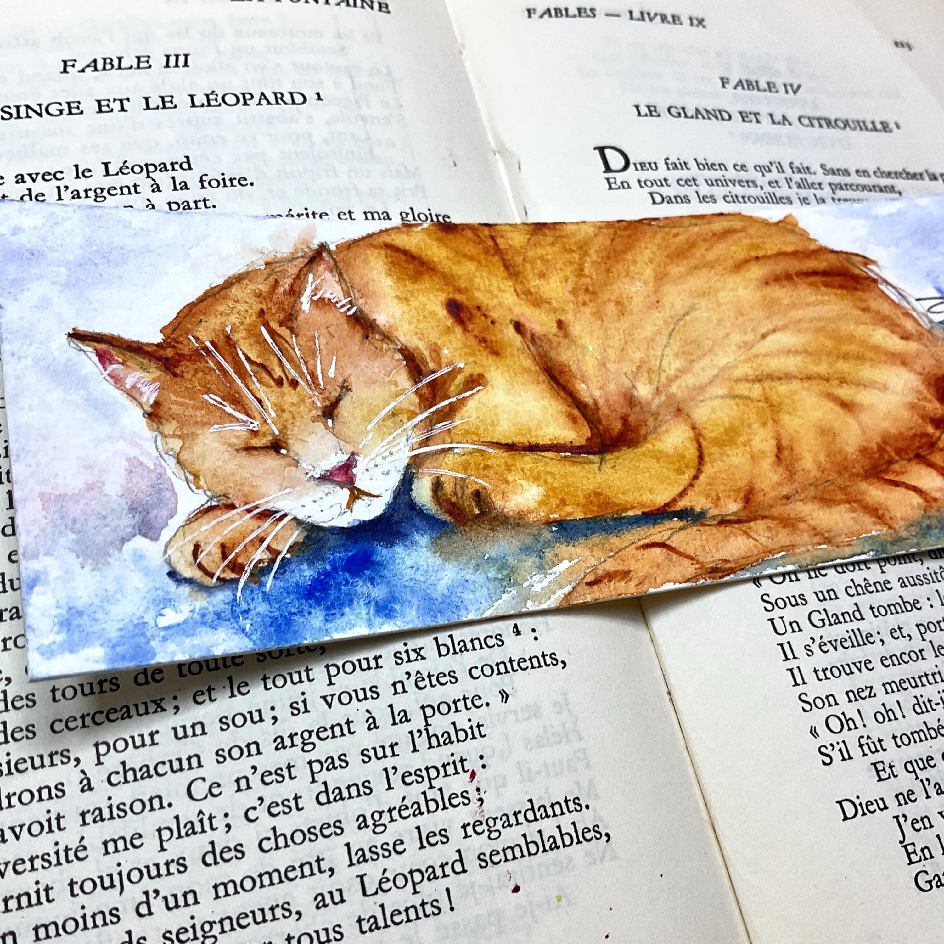 Schlafende Ingwer Katze Lesezeichen, Original Aquarell Katze Malerei,  getigerte Ingwer Katze auf Lesezeichen, personalisiertes Lesezeichen  Geschenk - Etsy Schweiz, image size:3000x3000