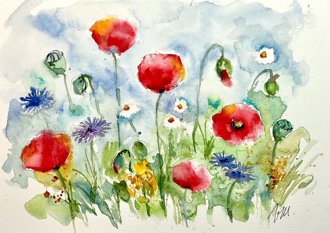 水彩、花の絵。 志村好子「椿」5・水彩（画寸128×185・額寸318×410mm）