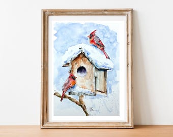 アオサギの絵画、オリジナルの水彩画、湿地や池の水鳥の絵画、鳥の