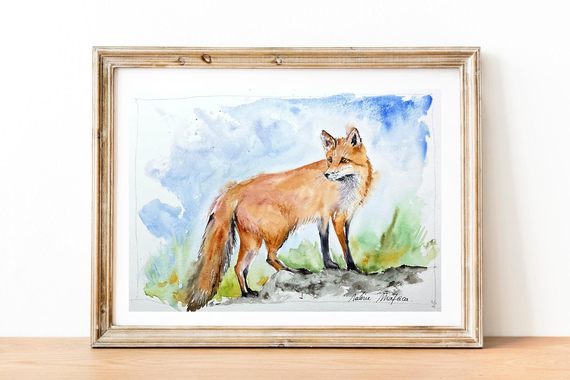 Nacnic Volpe Artica Nella Foresta Poster In Stampa Stile Acquerello Di Animali Nel Paesaggio Naturale Per E Ufficio Interni A3 Con Cornice Nere | Leroy Merlin