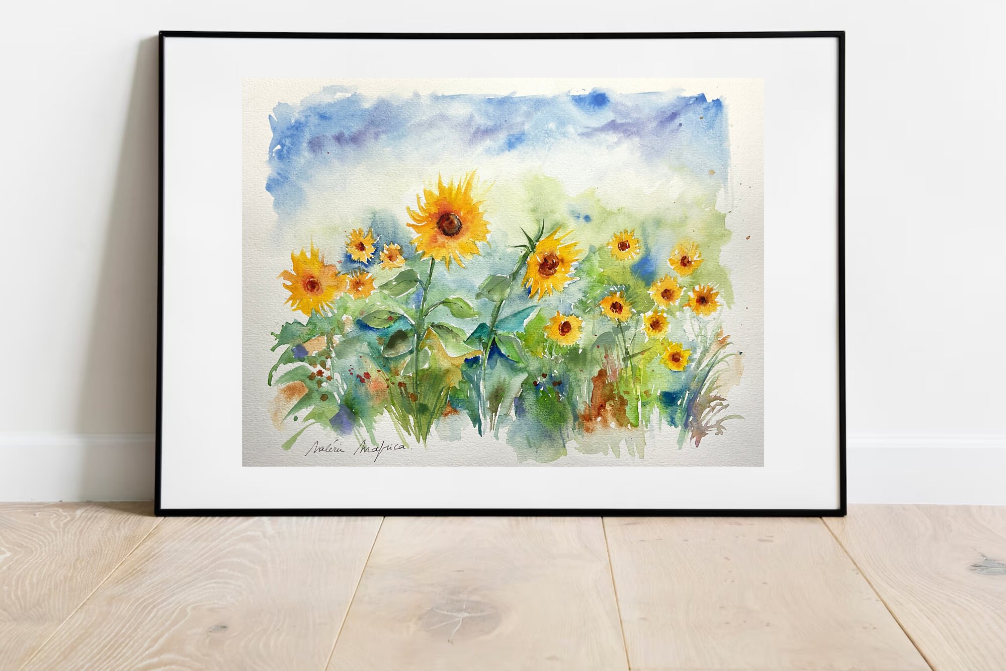 Aquarell-Sonnenblumen Mit US-Flagge – Magnetische Briefkastenabdeckung, Wasserdicht, 45,7x53,3 Cm, Perfekt Für Garten & Feiertage