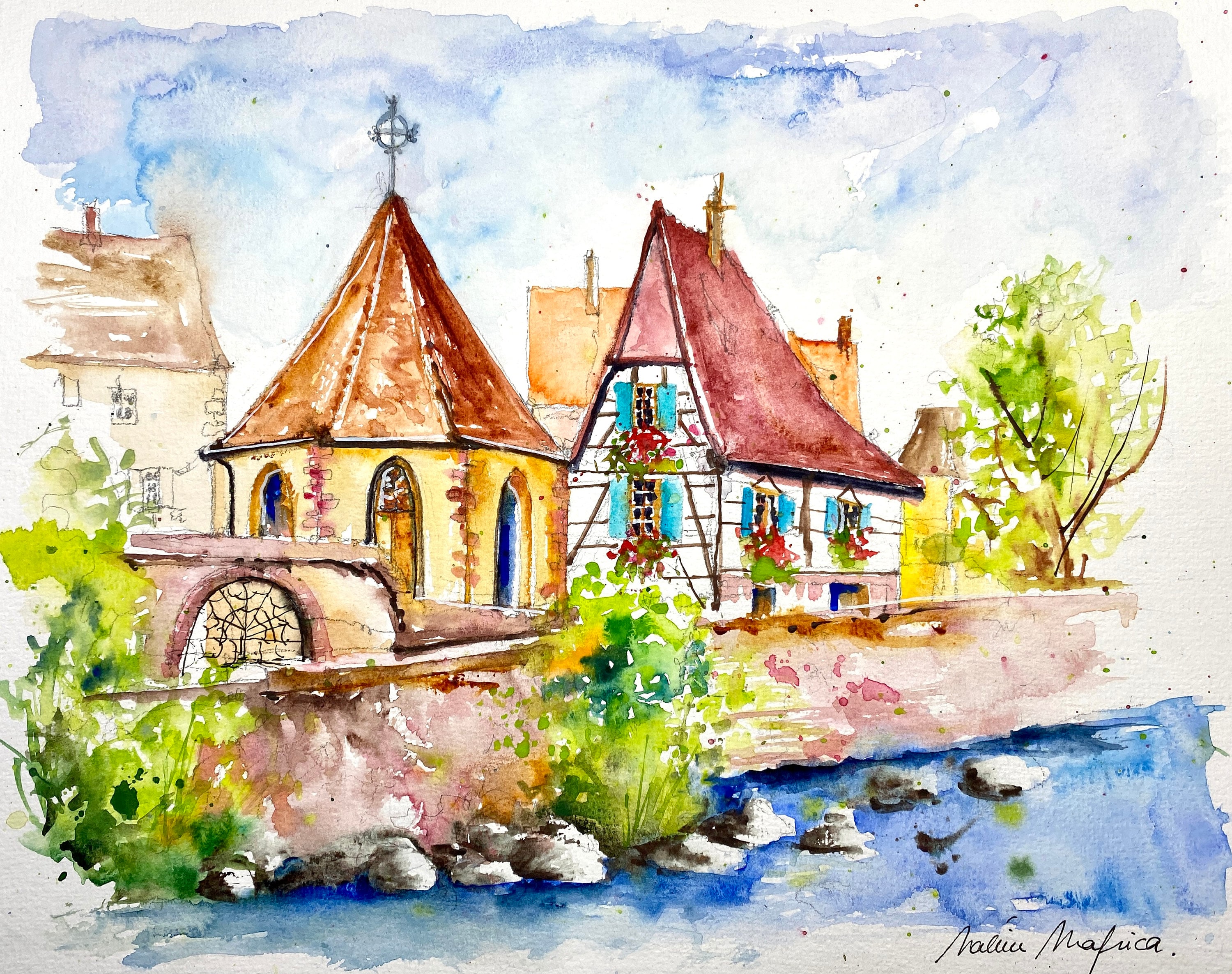 ワイン　チーズ　絵画　ヨーロッパ風景画 ワイン チーズ 絵画 ヨーロッパ風景画 PRAHA（プラハ