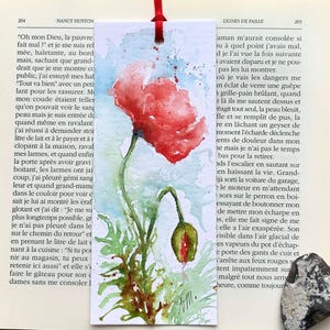 Mohn-Lesezeichen, Mohn-Aquarellmalerei auf Lesezeichen, Geschenkidee für Frauen, Accessoire für Leser, Aquarell-Mohnblumen