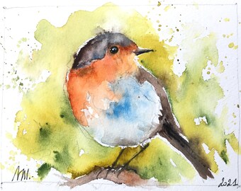 Aquarelle Oiseau Etsy