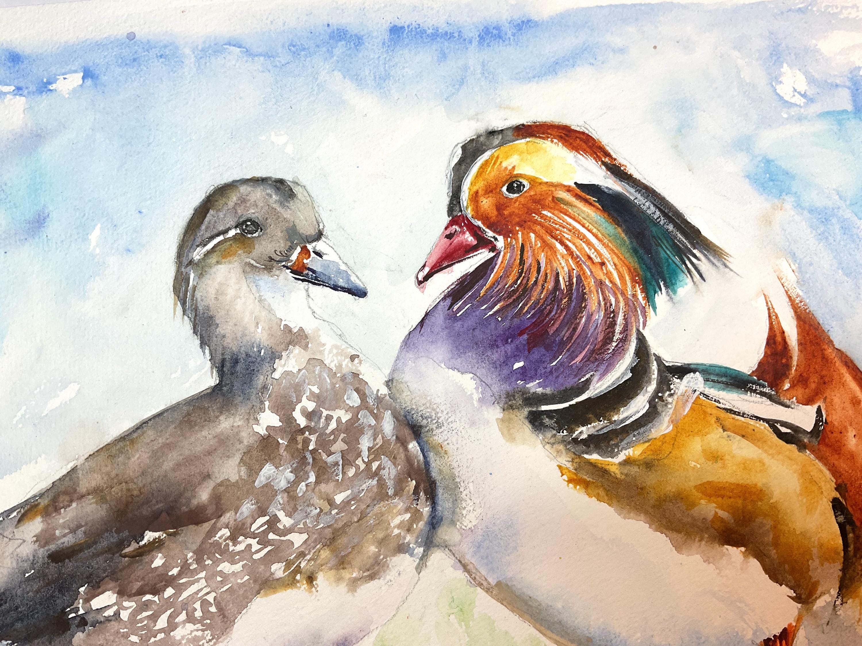 抽象水彩画 多色　画用紙　四つ切り「チキンジョージ」 抽象水彩画 多色 画用紙 四つ切り「チキンジョージ」 抽象水彩画 多色