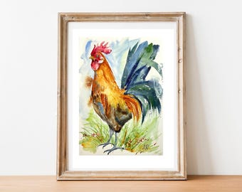 アオサギの絵、アオサギのオリジナル水彩画、沼地と池の渉禽類の