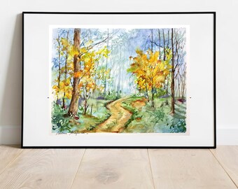 秋の森の風景、森の小道、木々、そして自然の中のインドの夏の