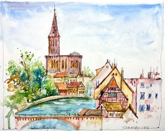 ストラスブール大聖堂（ノートルダム大聖堂）の水彩画、オリジナルの