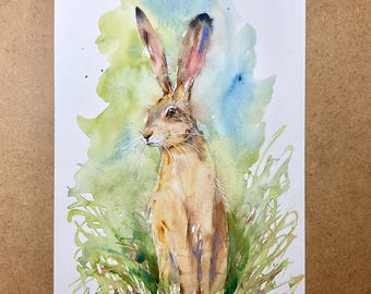 Framed Bunny Original Painting 4x4 Rabbit Animal Art Nursery Decor