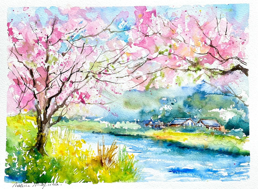 Spring Feeling Original Watercolor Painting of a Spring - Etsy