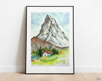 鉛筆画 スイス風景 A5サイズ
