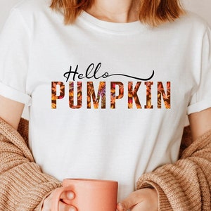 Hello Pumpkin PNG, Fall png, fall clipart, Autumn png, Thankful png, fall sign, Fall vibes, hello fall shirts. Sublimation Design, fall mug.