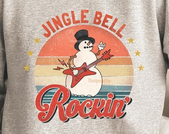 Retro Christmas Png Sublimation, Jingle bell rockin’ png, RockNRoll Christmas png. Happy Holidays png. Christmas Party Shirt Design.
