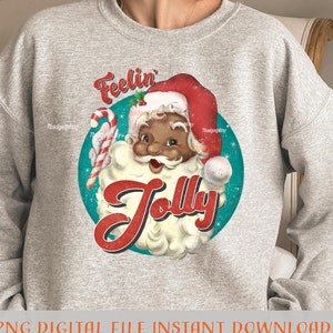 Black Santa png shirt designs dtf transfer.