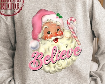 Rosa Weihnachtsmann Png Sublimationsdatei für Shirt Design, rosa Weihnachten digitaler Download, dtf Transfer.