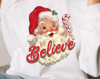 Retro Santa Png für Hemd, Christmas Vibes Sublimationsdesign, digitaler Download, dtf Transfer.