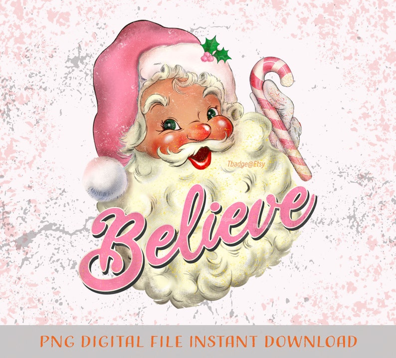 Pink Santa Png Sublimation File for Shirt Design, Pink Christmas ...