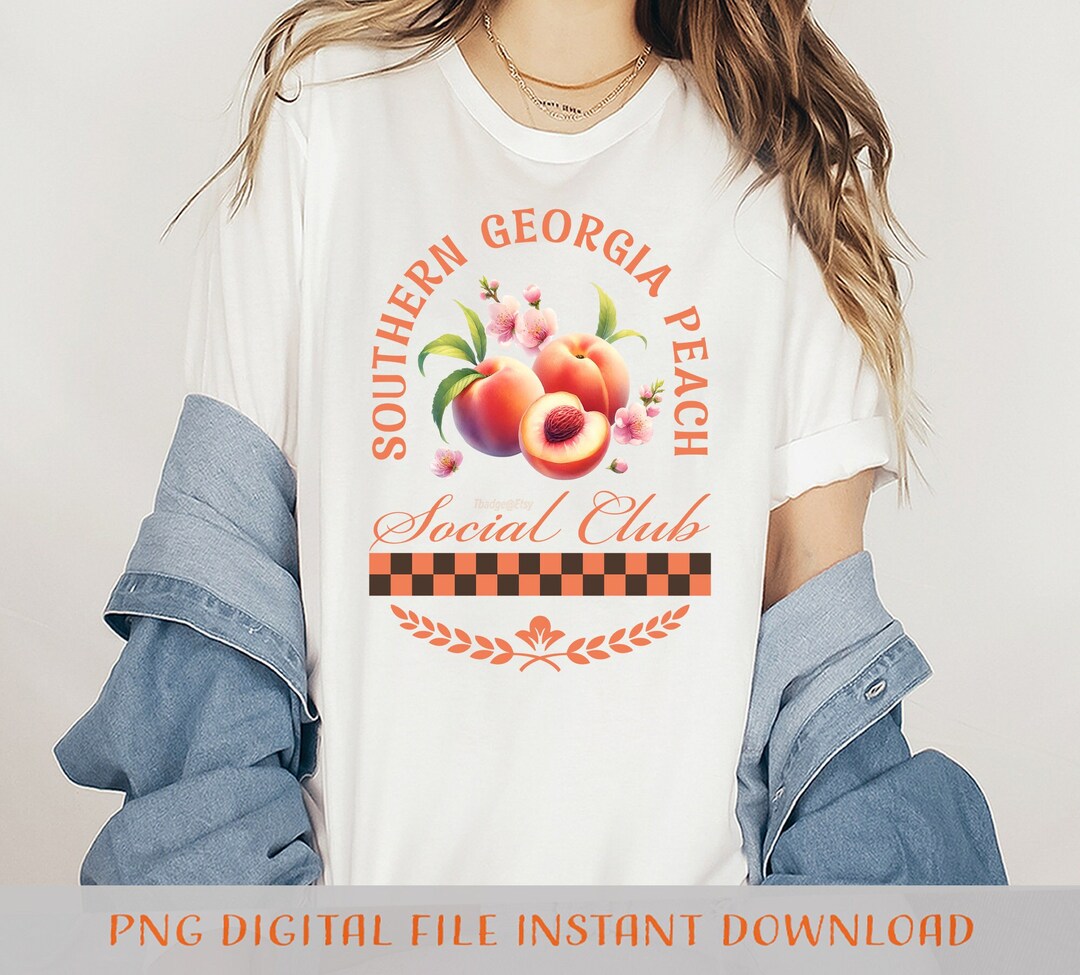 Southern Peach Tshirt Design Digital Download PNG Vintage