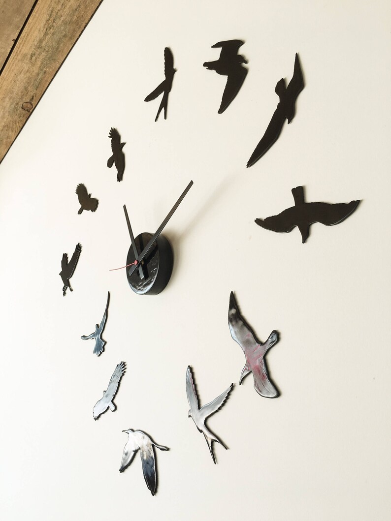 Wall clock with birdwall clock with birds Etsy